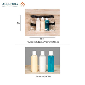 Travel friendly bottles with pouch